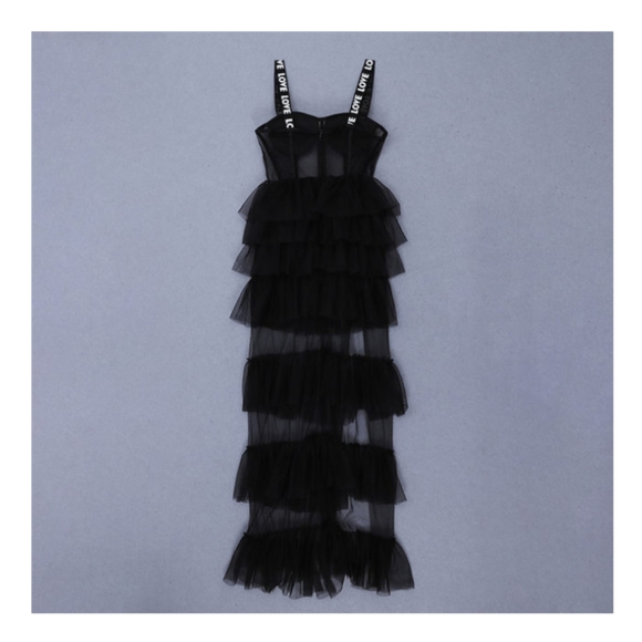 NWT Sexy Bustier High- Low Ruffle Layered Dress - Picture 4 of 5